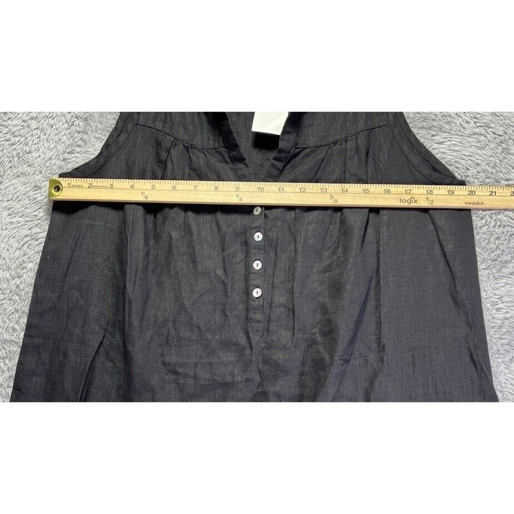 Allen Allen Women's XL Black Linen Shift Dress Sleeveless V Neck Pockets NWT - Picture 6 of 11